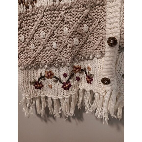 90’s Huntington Ridge Crochet Knit Button Up Sweater Vest Large Boho Floral - Picture 4 of 8